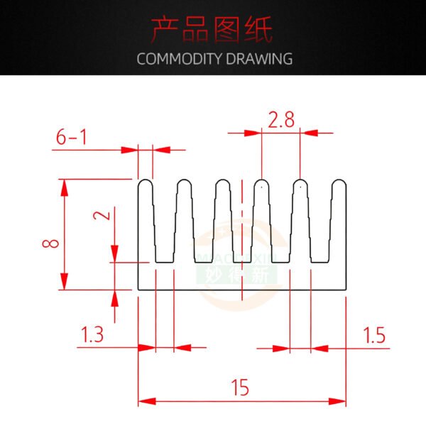 IC / MOSFET Heat Sink 15 × 15 × 8 mm — Black Anodized IC / MOSFET Heat Sink 15 × 15 × 8 mm — Black Anodized - product detail view
