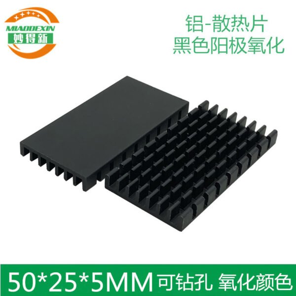 Amplifier Heat Sink 50 × 25 × 5 mm — Black Anodized, High Power Amplifier Heat Sink 50 × 25 × 5 mm — Black Anodized, High Power - aluminum heat sink, wholesale from MX Heatsink