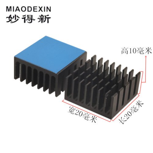 IC / MOSFET Heat Sink 20 × 20 × 10 mm — with Thermal Tape, Black Anodized - aluminum heat sink, wholesale from MX Heatsink