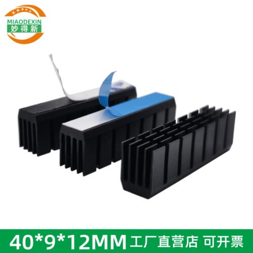 GPU / VRAM Heat Sink 40 × 9 × 12 mm — Black Anodized - aluminum heat sink, wholesale from MX Heatsink
