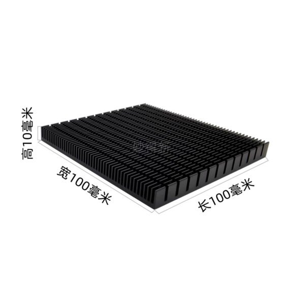 747334724862_2 Aluminum Heat Sink 100 × 100 × 10 mm — with Thermal Tape, Black Anodized, Dense Fins - product detail view