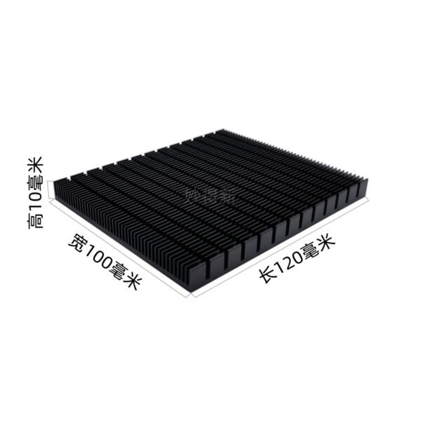 747334724862_7 Aluminum Heat Sink 100 × 100 × 10 mm — with Thermal Tape, Black Anodized, Dense Fins - product detail view