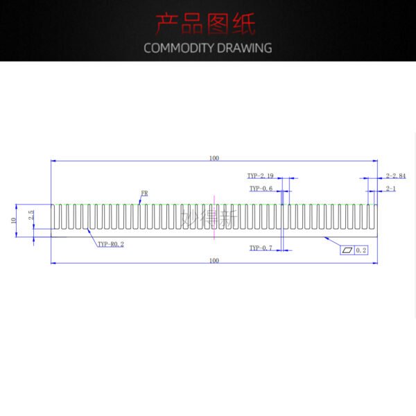 747334724862_main1 Aluminum Heat Sink 100 × 100 × 10 mm — with Thermal Tape, Black Anodized, Dense Fins - product detail view