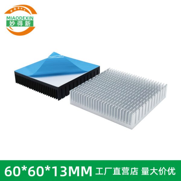 IC / MOSFET Heat Sink 60 × 60 × 13 mm — with Thermal Tape, Black Anodized, Dense Fins - aluminum heat sink, wholesale from MX Heatsink